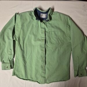 Vintage 90s Circle R Classics Roughrider Western Shirt Green Cotton‎ Made in USA